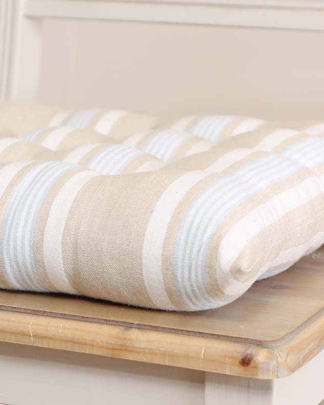 Set of 2 Millstone Blue Farmhouse Seat Pads with Ties