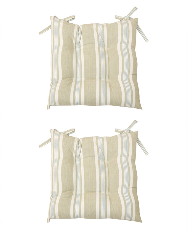 Set of 2 Millstone Blue Farmhouse Seat Pads with Ties
