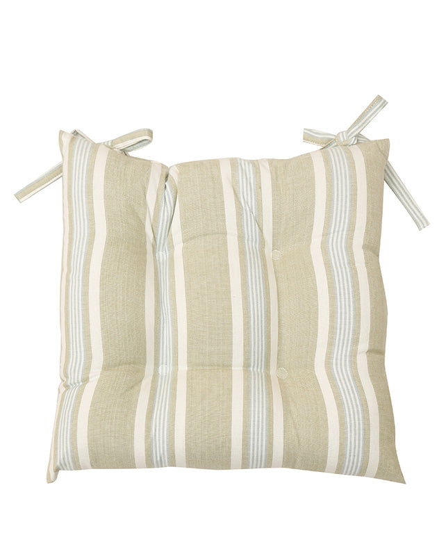 Set of 2 Millstone Blue Farmhouse Seat Pads with Ties