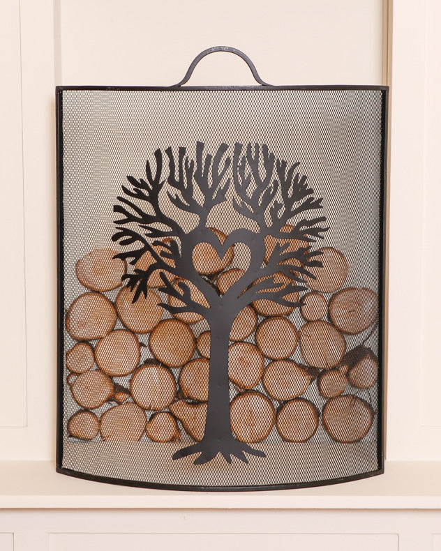 Woodland Tree Curved Black Fireguard