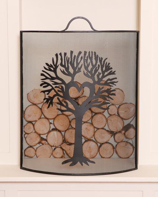 Woodland Tree Curved Black Fireguard