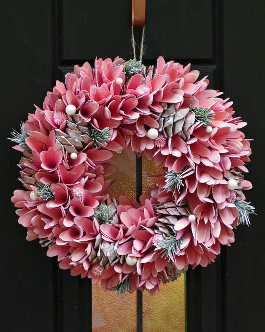 Rose Pink Christmas Wreath 36cm
