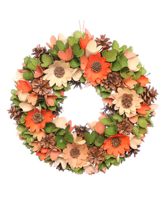 Summer Sunrise Wooden Flower Wreath 35cm