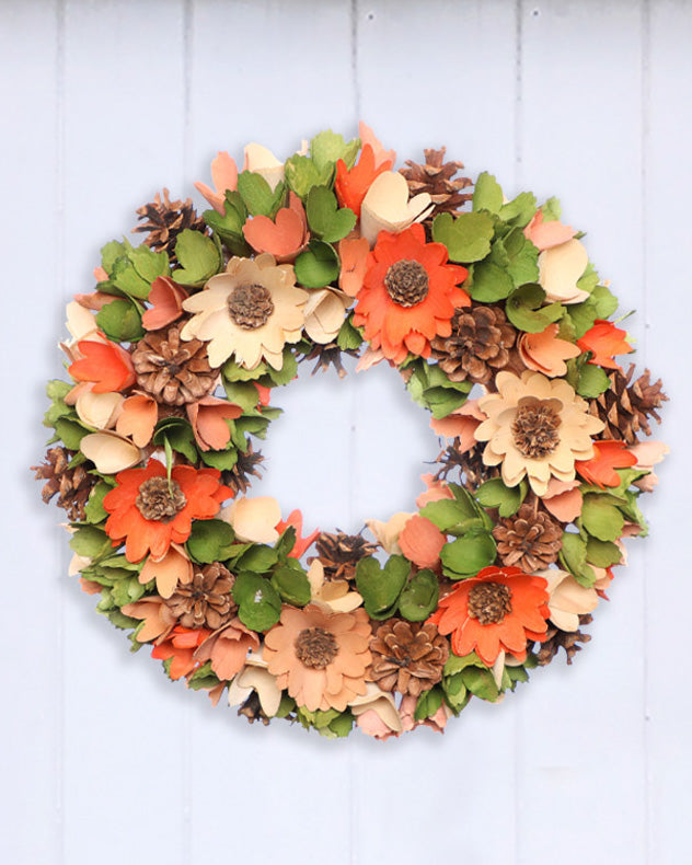 Summer Sunrise Wooden Flower Wreath 35cm