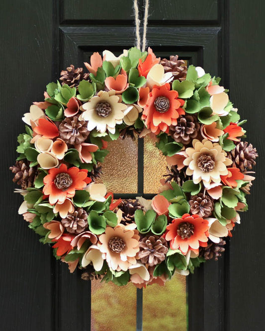 Summer Sunrise Wooden Flower Wreath 35cm