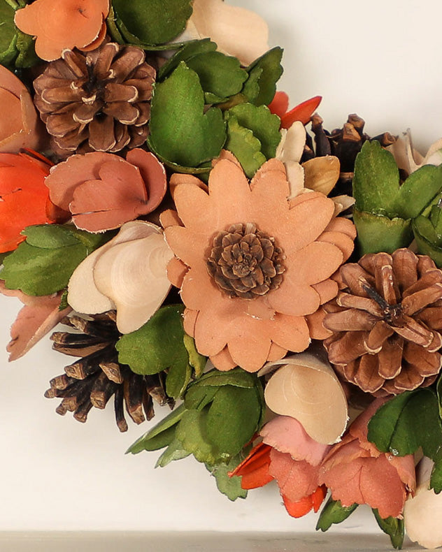Summer Sunrise Wooden Flower Wreath 35cm
