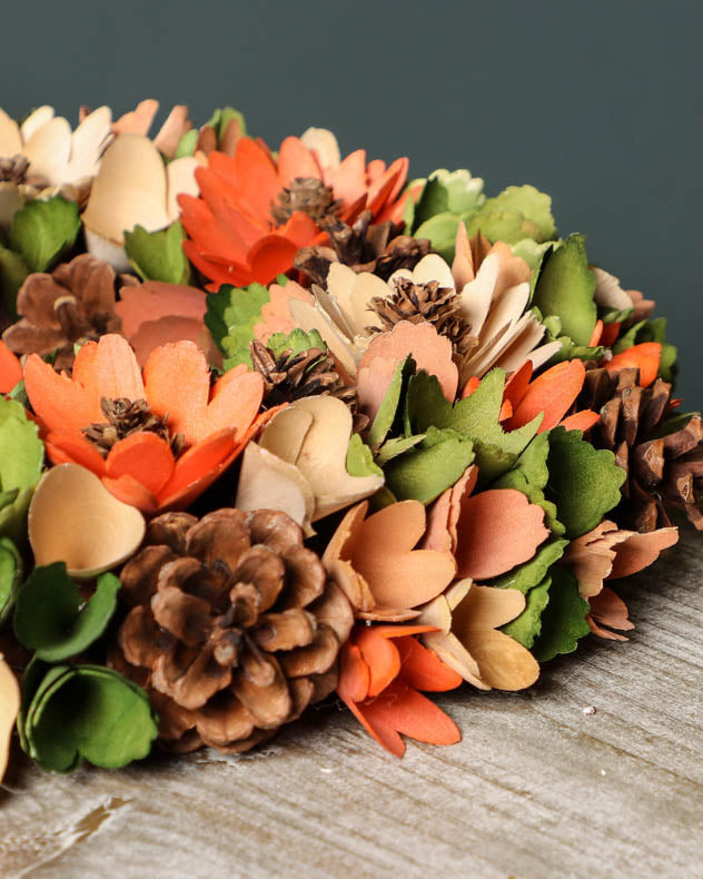 Summer Sunrise Wooden Flower Wreath 35cm