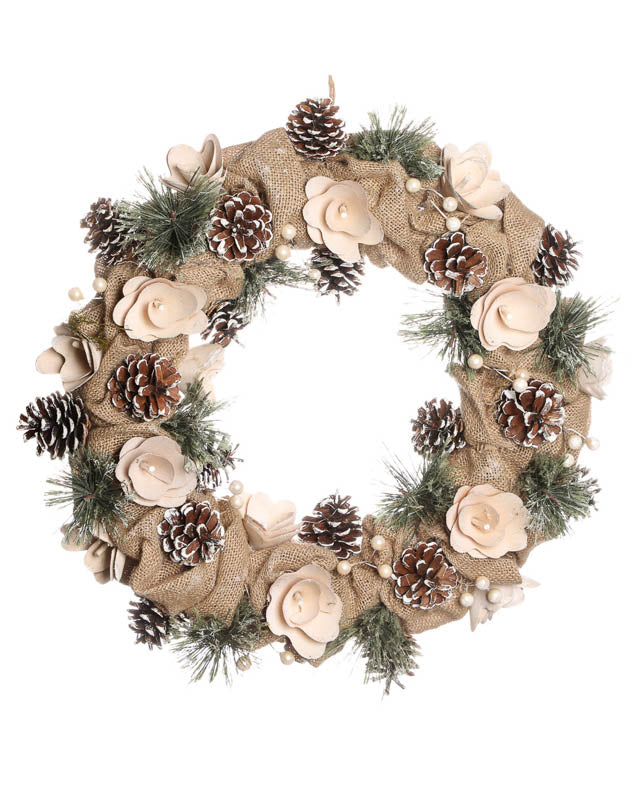 natural jute pinecone wreath