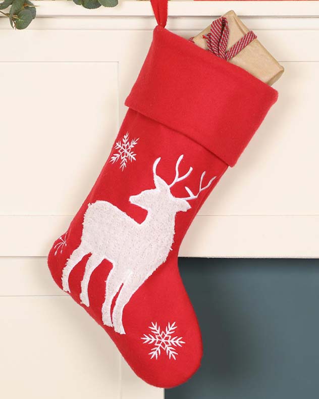 Red Reindeer Children's Christmas Stocking
