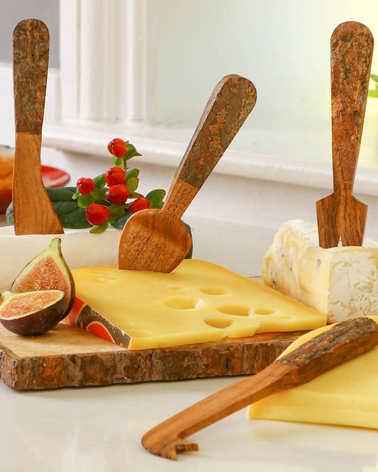 Set of Four Wooden Cheese Knives Gift