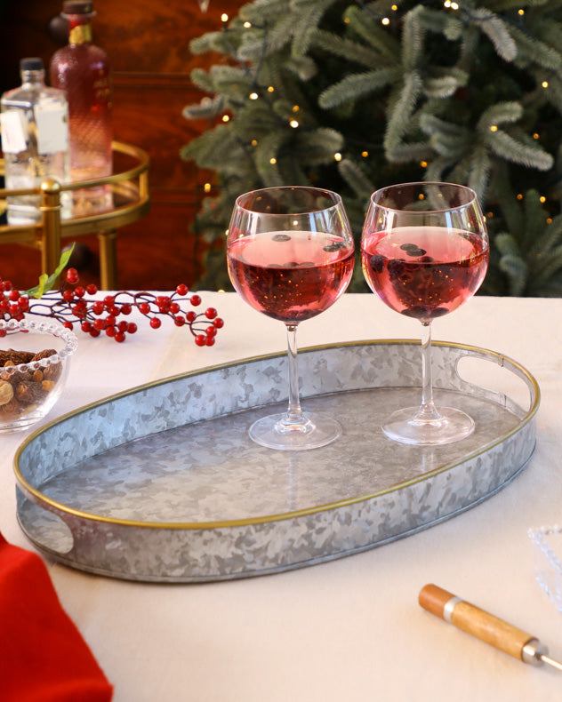 Gold Band Zinc Serving Tray