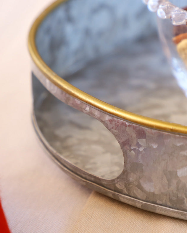 Gold Band Zinc Serving Tray