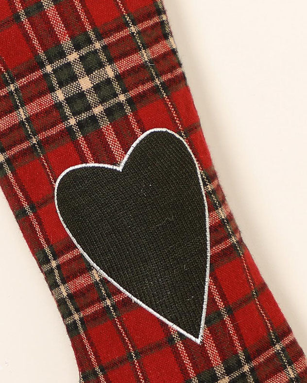 tartan love heart christmas stocking