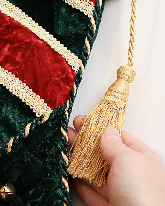 Luxury Jingle Bell Green Christmas Stocking
