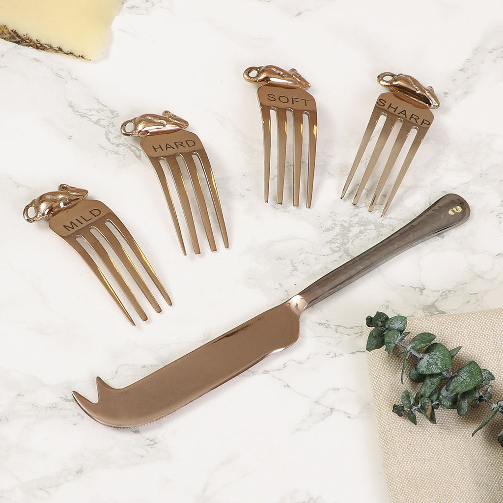 Copper Cheese Marker and Cheese Knife Gift Set