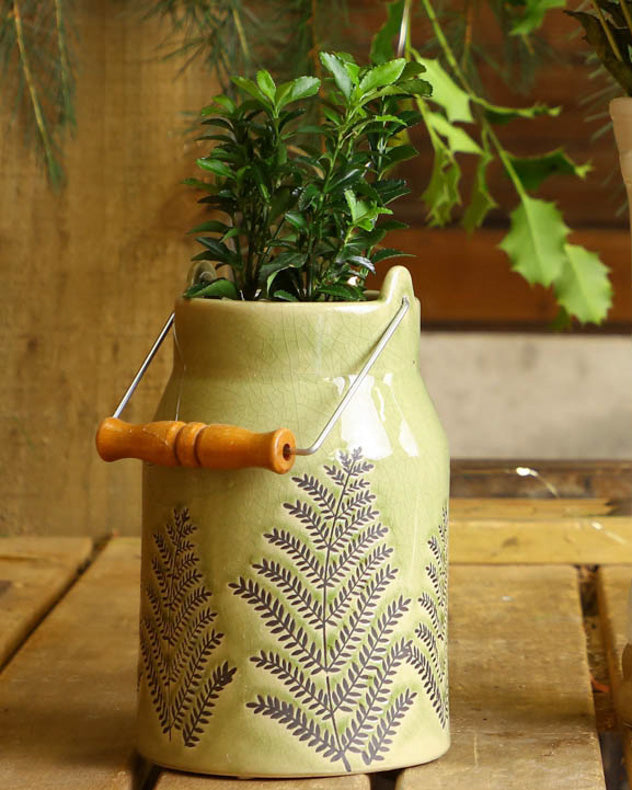 green ceramic vase