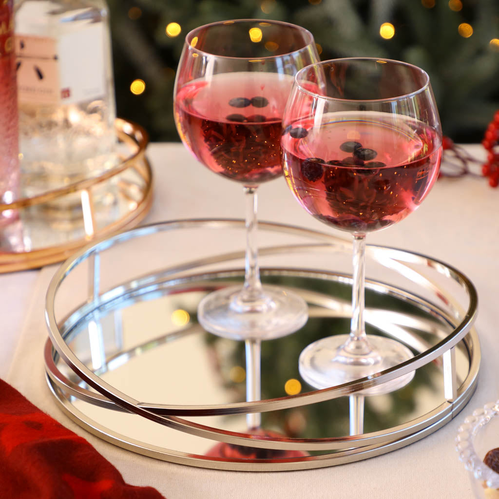 Soft Silver Mirrored Bar Tray