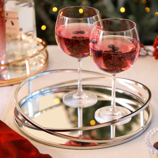 Soft Silver Mirrored Bar Tray