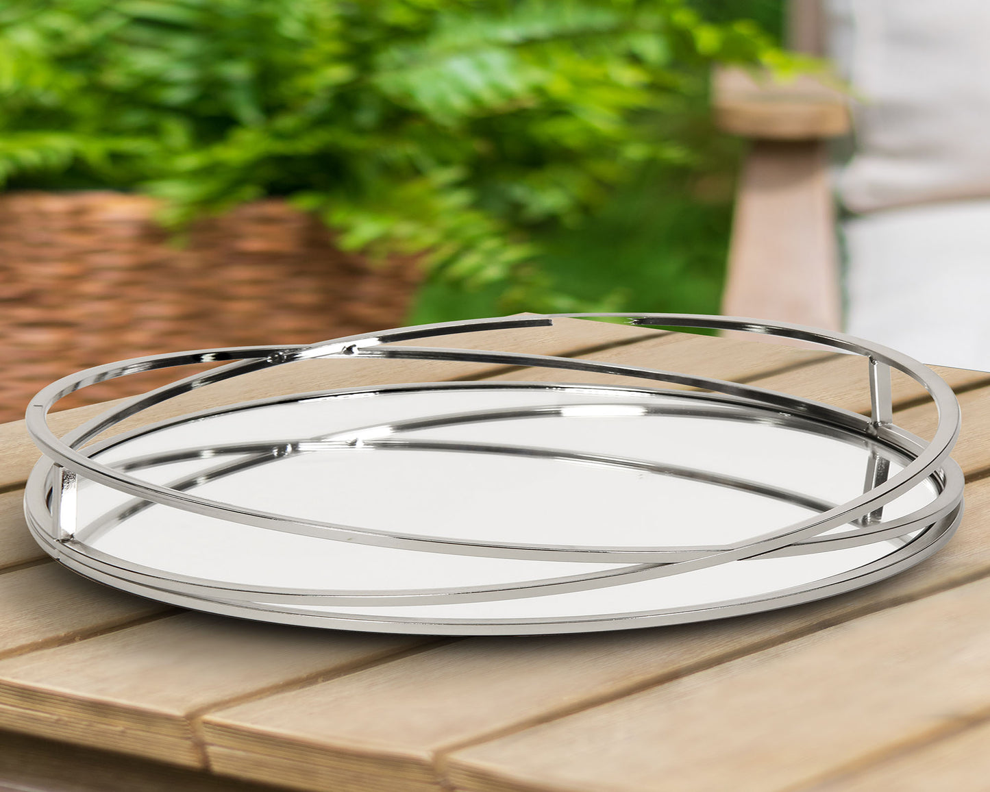 Soft Silver Mirrored Bar Tray