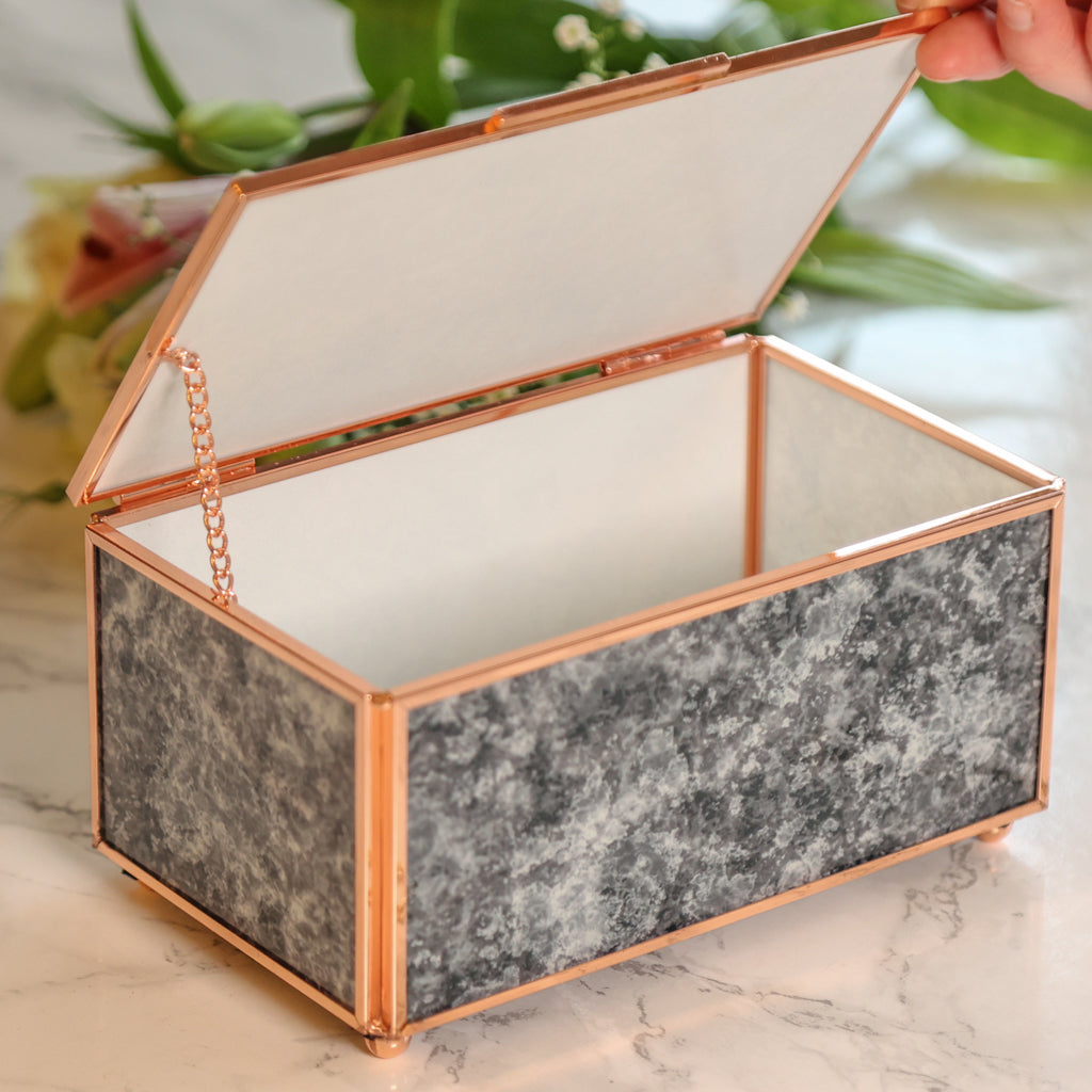 Bridesmaid Maid of Honour Gift Rose Marble Jewellery Box