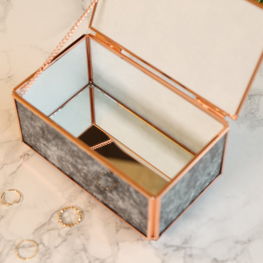 Bridesmaid Maid of Honour Gift Rose Marble Jewellery Box