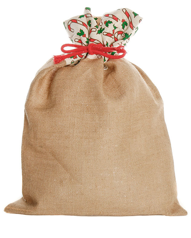 Candy Cane Jute Christmas Gift Sack