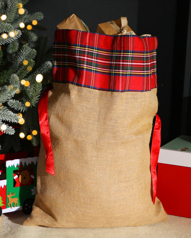 Tartan Jute Christmas Gift Sack
