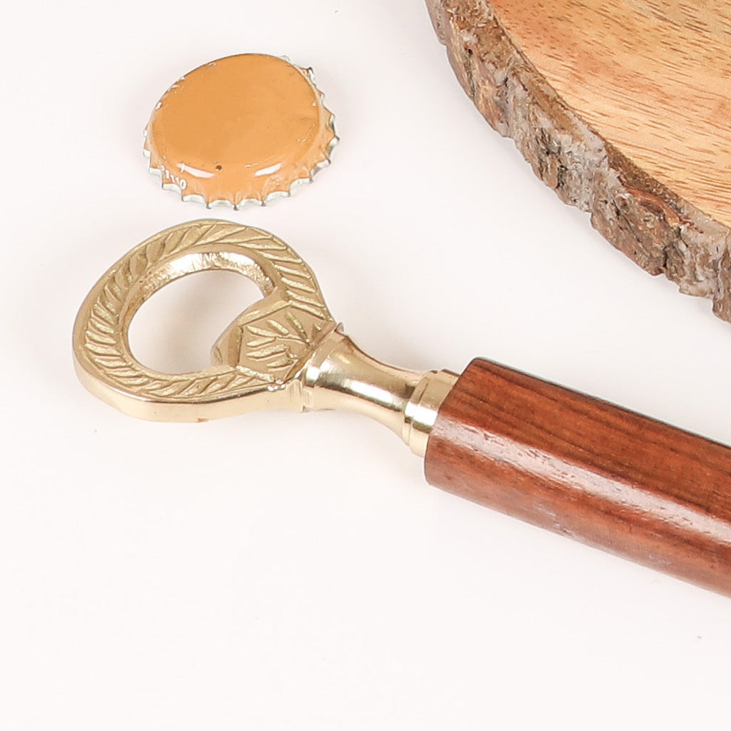 Walpole Wood Handle Brass Bottle Opener