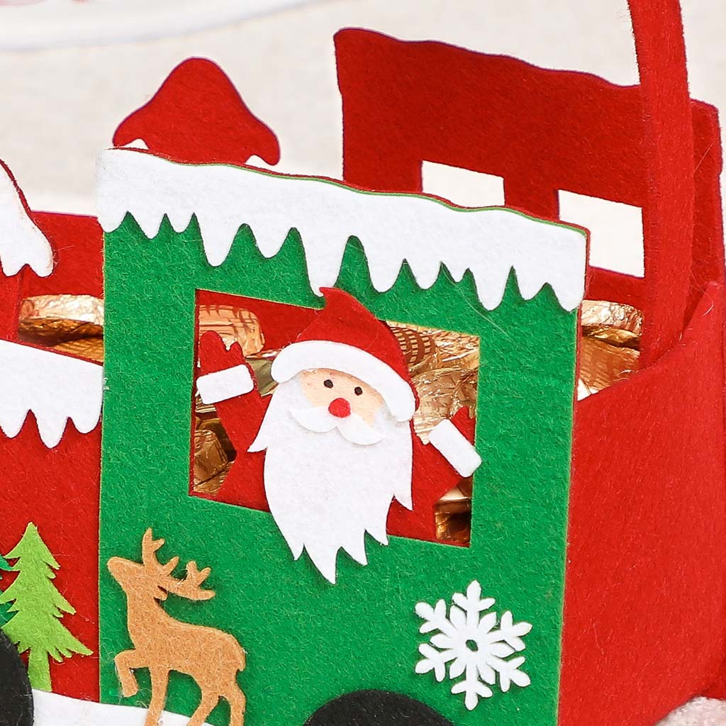 Red Felt Santa Train Christmas Gift Bag