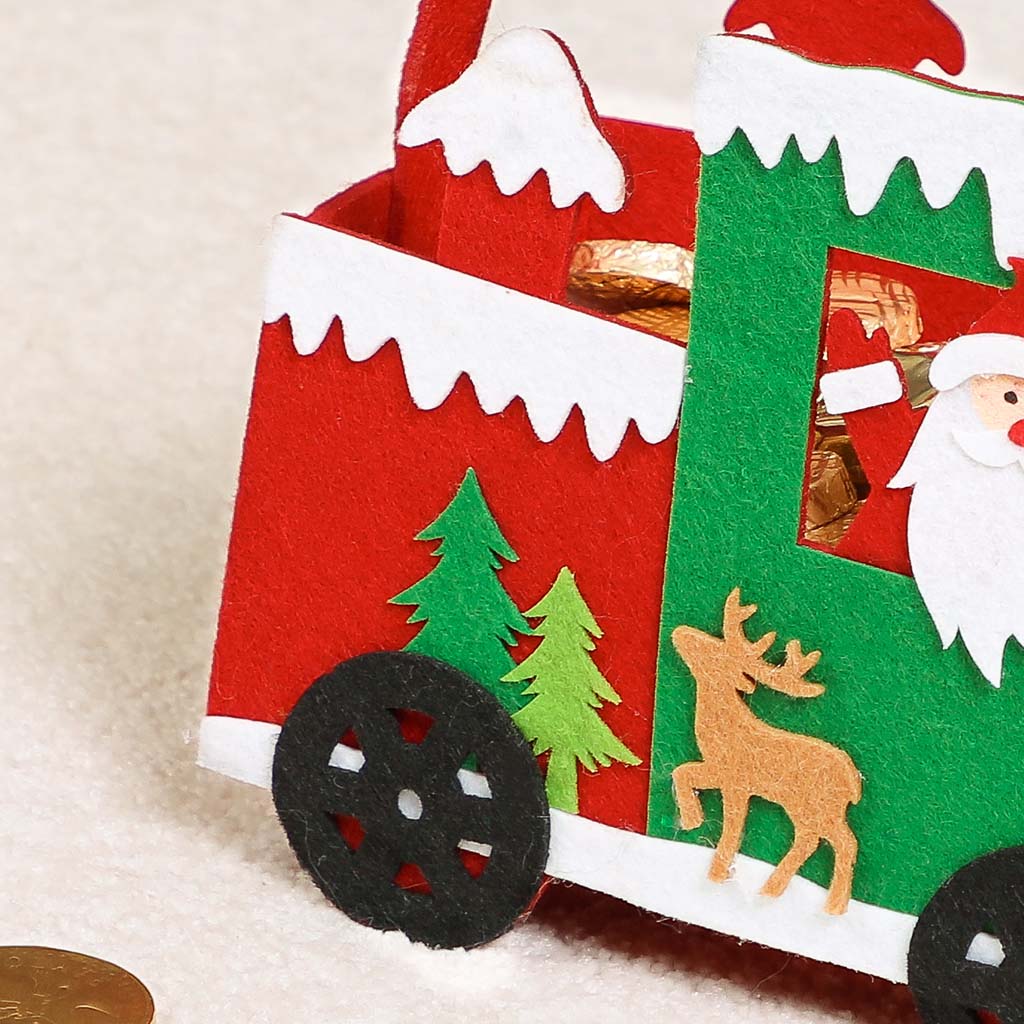 Red Felt Santa Train Christmas Gift Bag