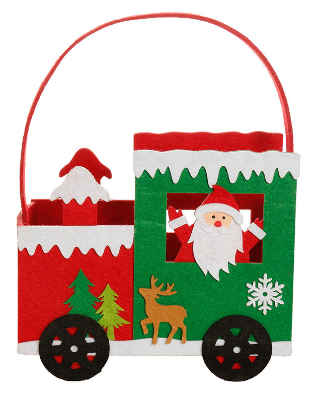 Red Felt Santa Train Christmas Gift Bag