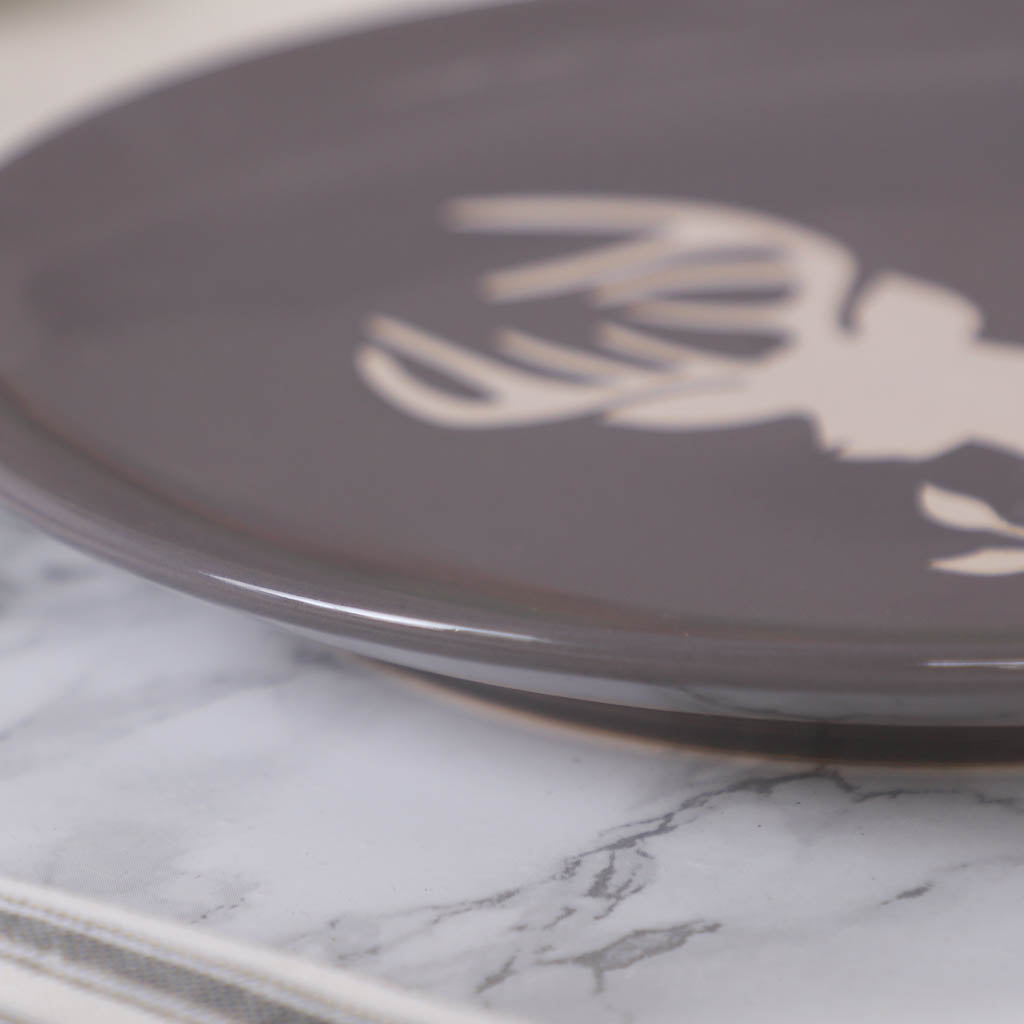 Set of 4 Grey Stoneware Reindeer Side Plates