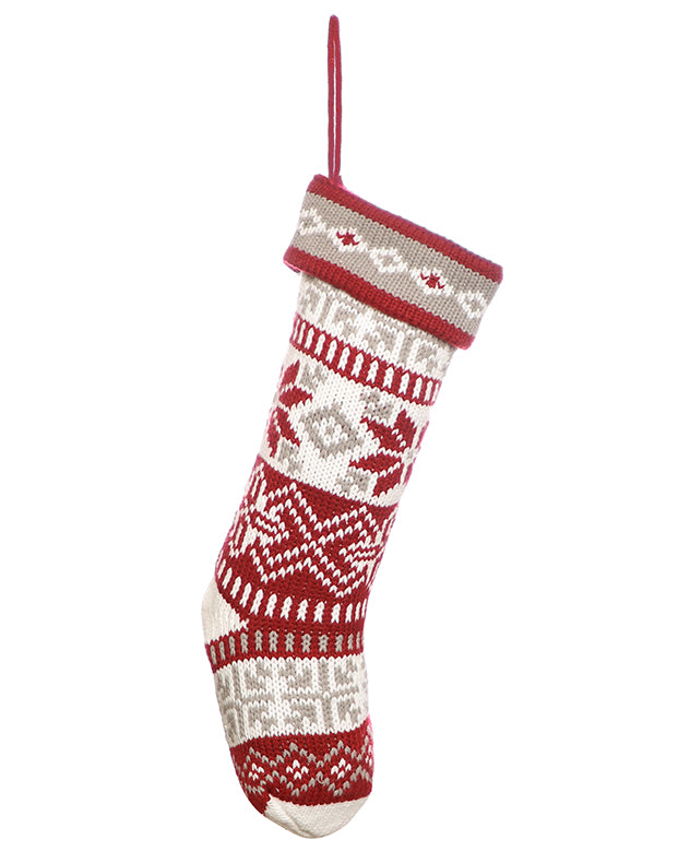 Traditional Red Fair Isle Knitted Stocking