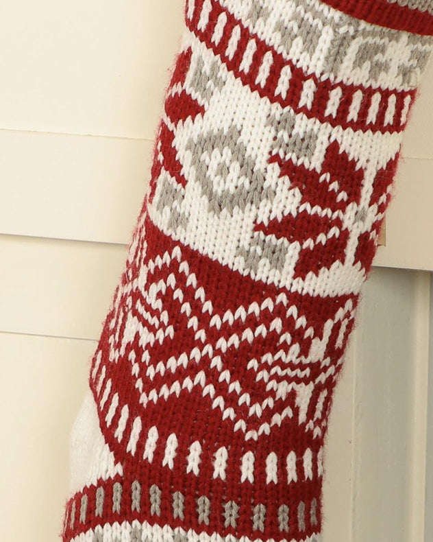 Traditional Red Fair Isle Knitted Stocking