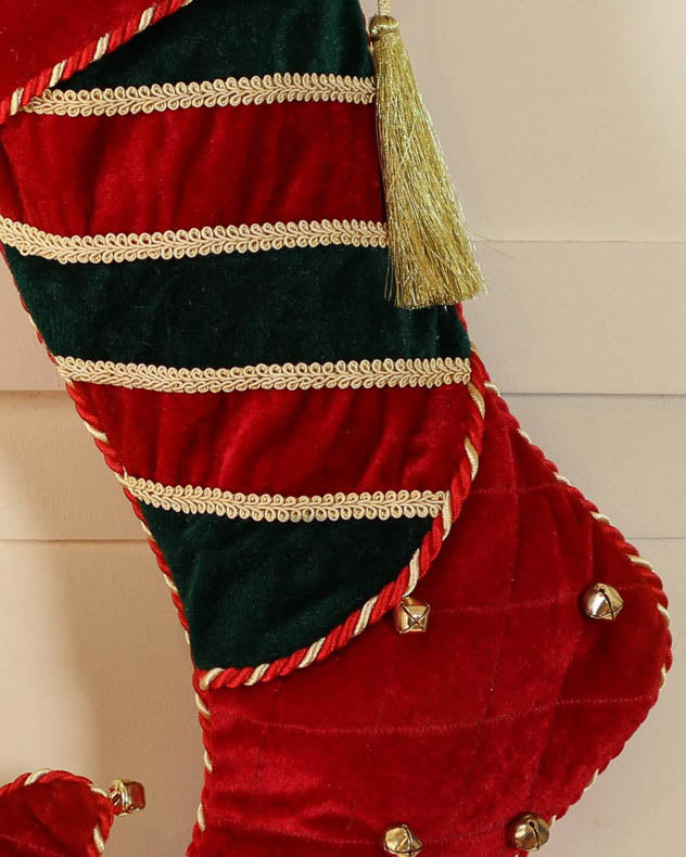 Luxury Jingle Bell Red Christmas Stocking