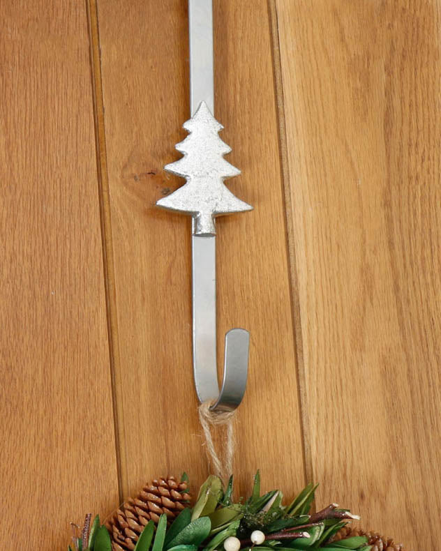 Silver Tree Christmas Wreath Hanger
