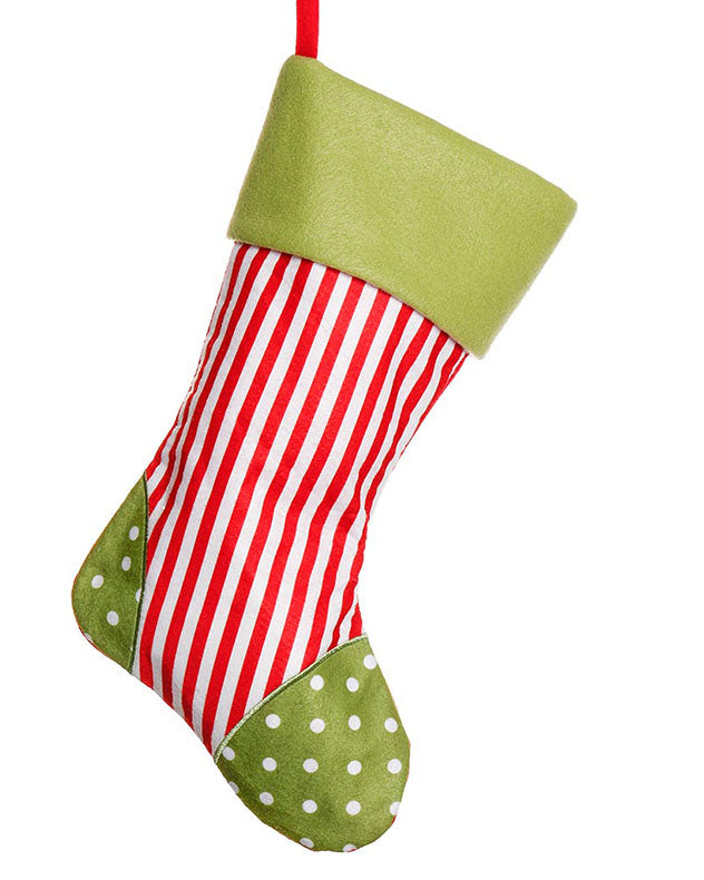 Bright Polka Dot and Stripes Christmas Stockings