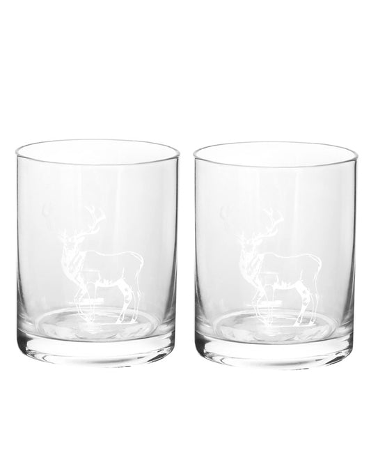 Set of 2 Etched Stag Tumblers