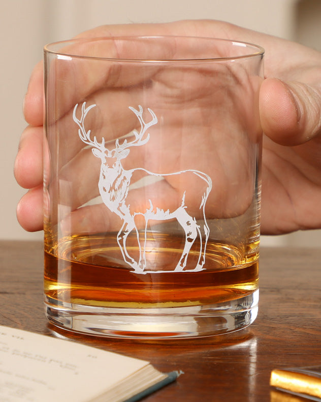 Set of 2 Etched Stag Tumblers