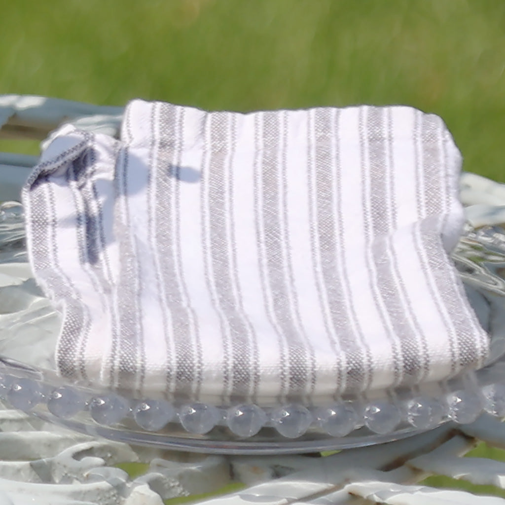 Set of 4 Grey Stripe Fabric Napkins