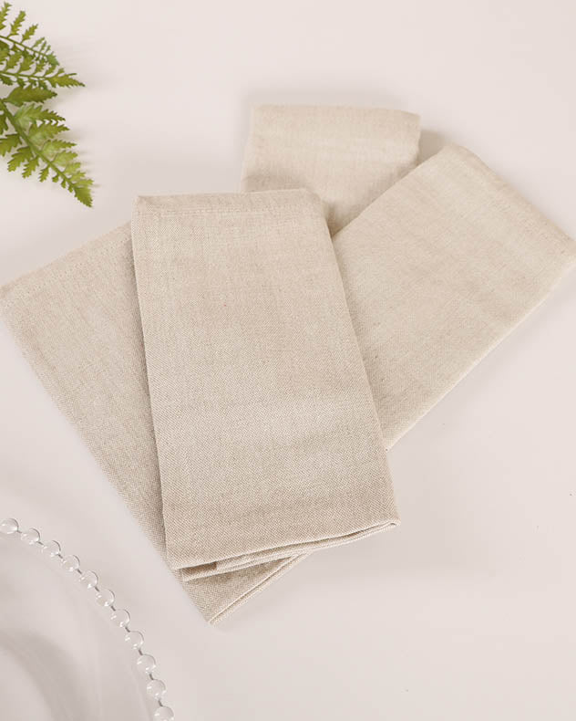 Set of 4 Natural Plain Fabric Napkins