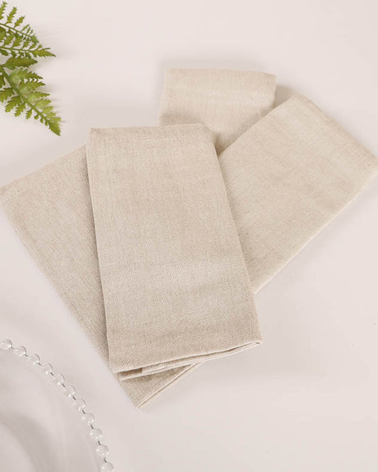 Set of 4 Natural Plain Fabric Napkins