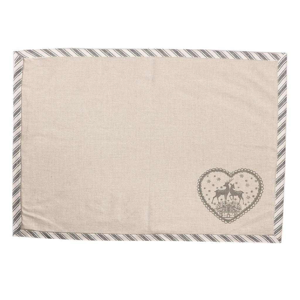 Nordic Grey Deer Fabric Placemat