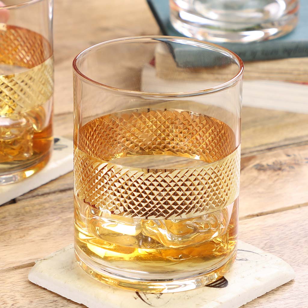 Set of 4 Gold Band Drinks Tumblers