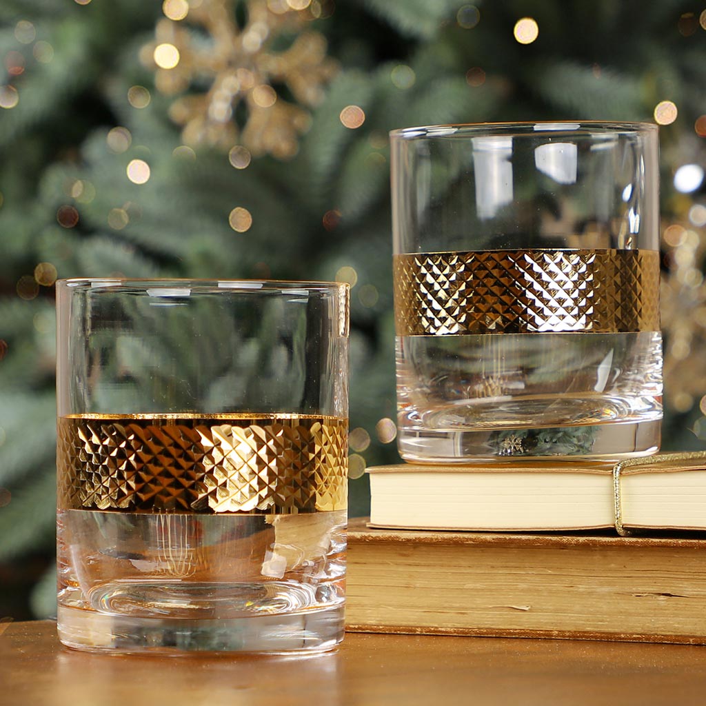 Set of 4 Gold Band Drinks Tumblers