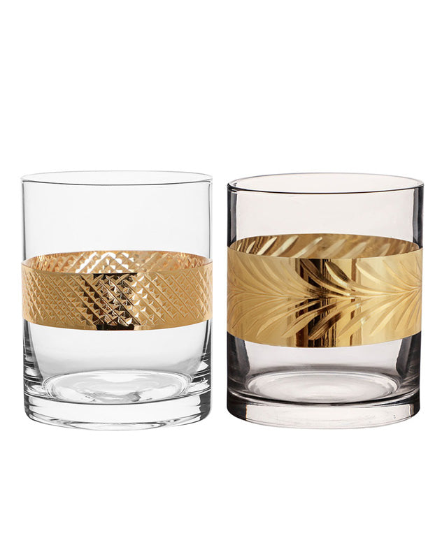 Set of 4 Gold Glass Tumblers