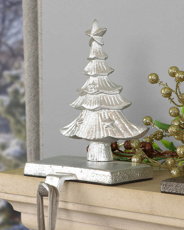 Cast Iron Silver Christmas Tree Stocking Holder