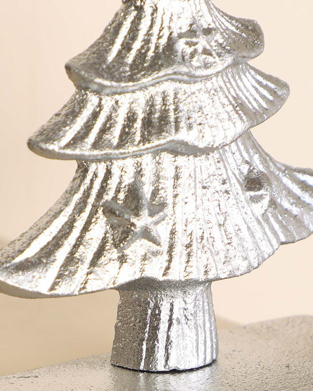 Cast Iron Silver Christmas Tree Stocking Holder