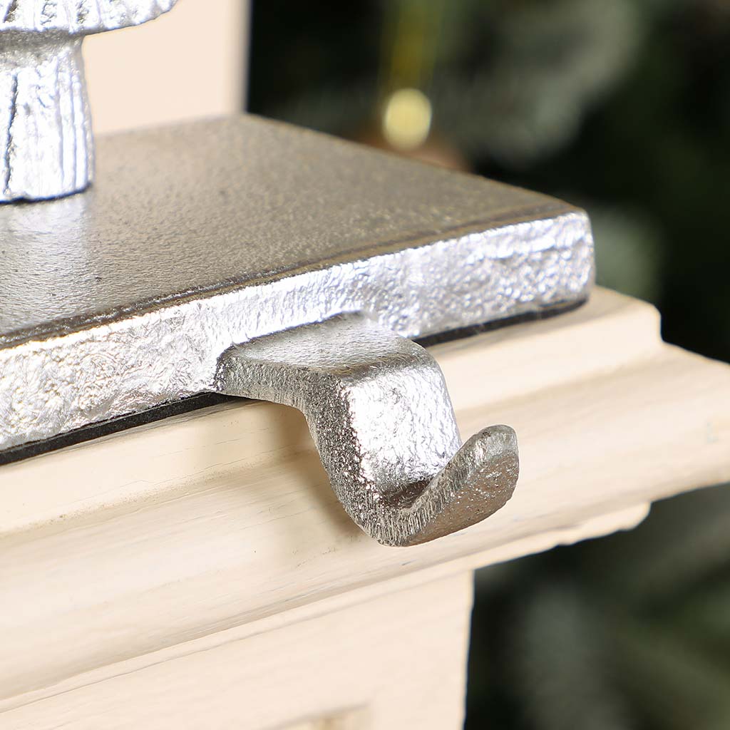 Cast Iron Silver Christmas Tree Stocking Holder