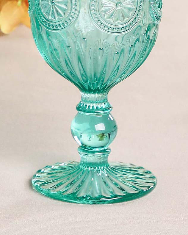embossed coloured wine glass